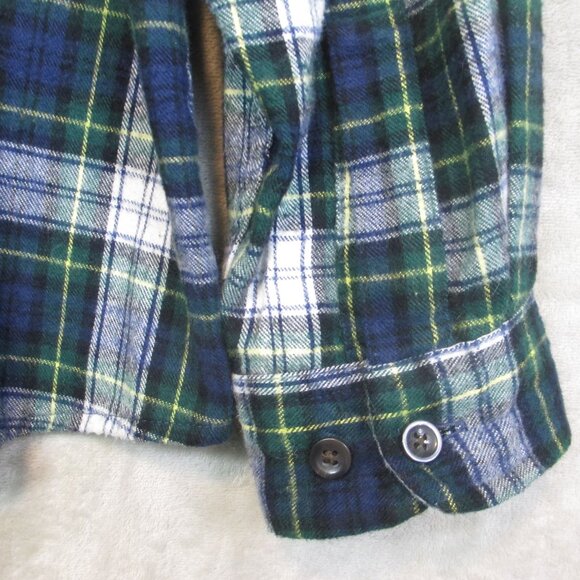LL Bean Women's Scotch Plaid Flannel Shirt Relaxed Fit Size XL Cotton Green Blue - Picture 3 of 8